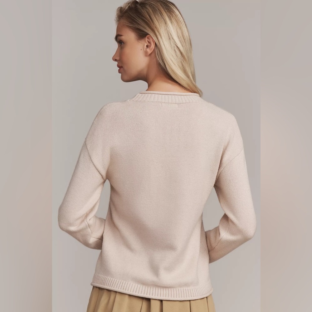 NWT Anthropologie Flat White Size Small Crew-Neck Dog Icon Sweater - Picture 5 of 16